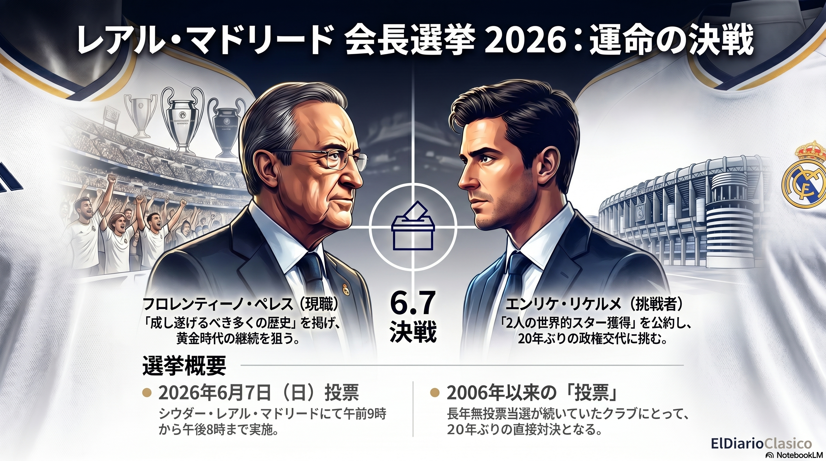 20年ぶりの対立候補が浮上した会長選挙と無冠のシーズンからの再建 | レアル・マドリード のサムネイル画像